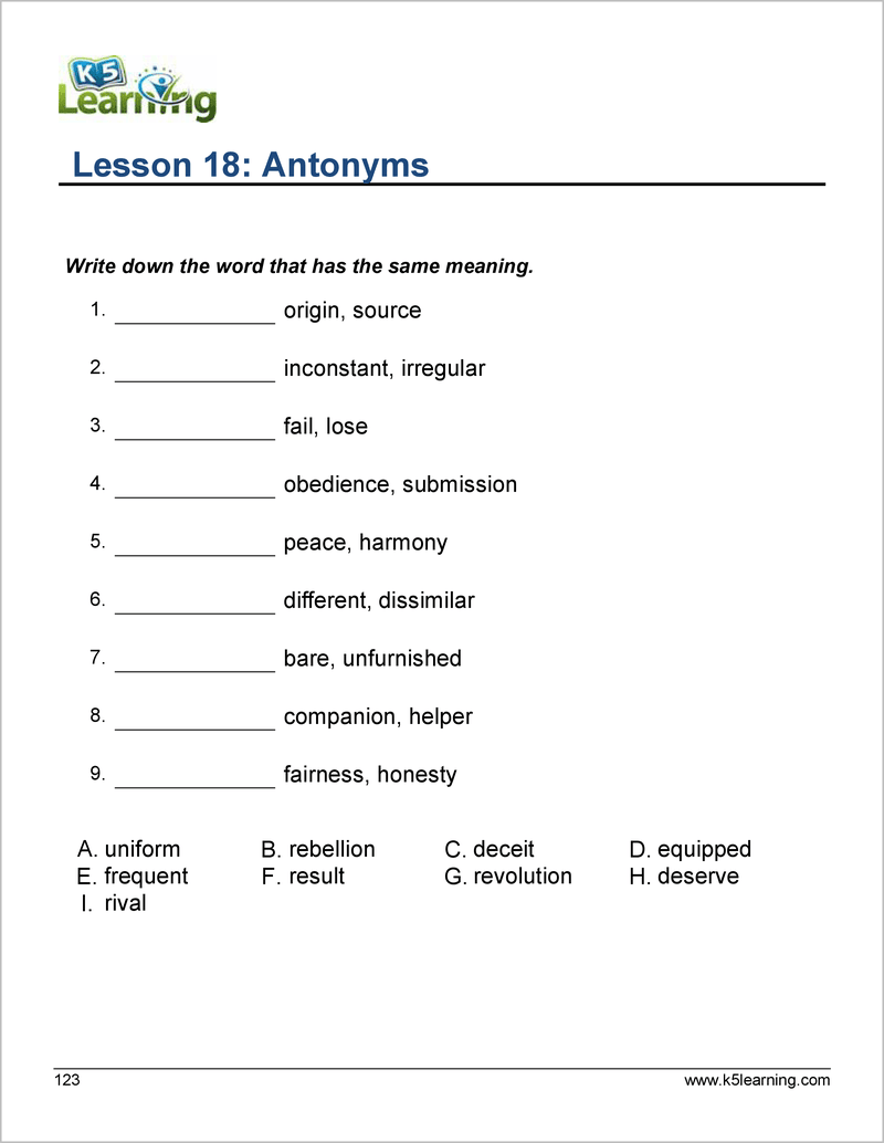 Vocabulary Workbook For Grade 5 K5 Bookstore
