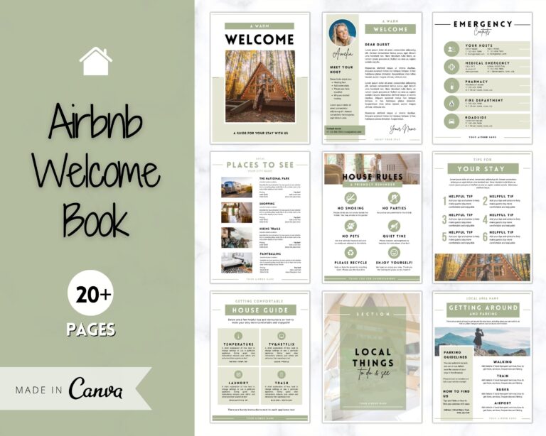 Welcome Book Template Airbnb Welcome Guide Editable Canva Air Bnb House Manual Superhost Ebook Host Signs Signage VRBO Vacation Rental Etsy