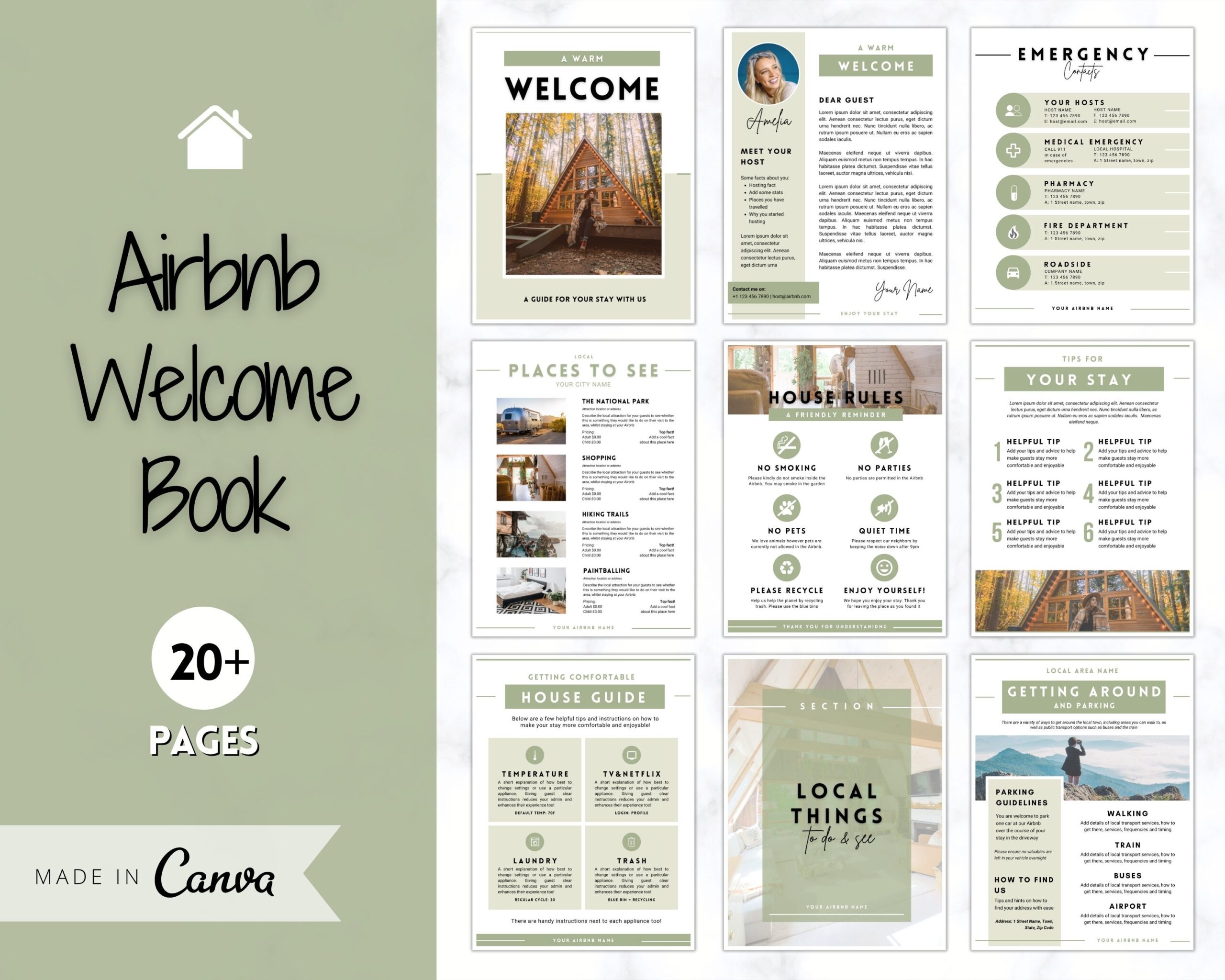 Welcome Book Template Airbnb Welcome Guide Editable Canva Air Bnb House Manual Superhost Ebook Host Signs Signage VRBO Vacation Rental Etsy