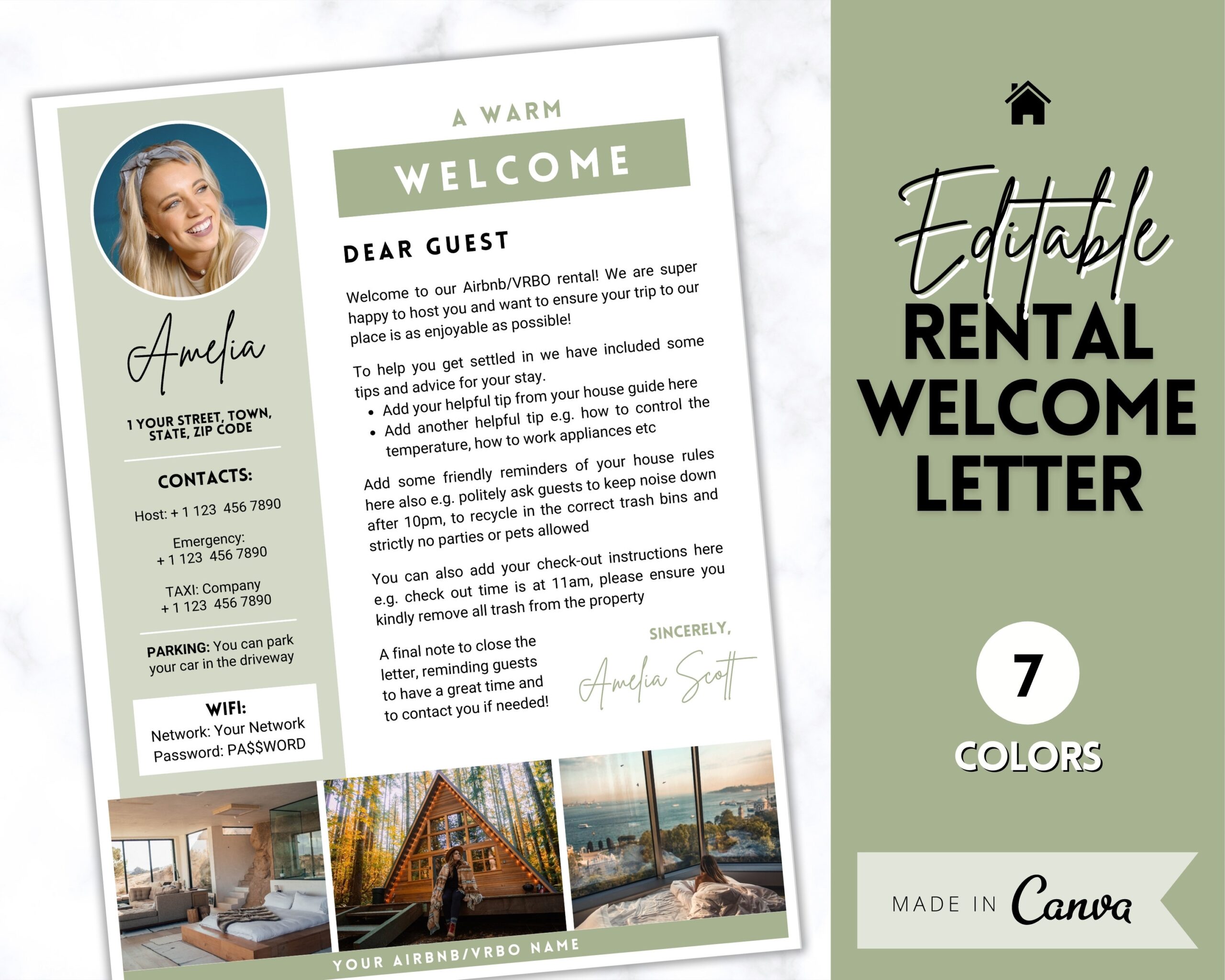 Welcome LETTER Template Airbnb VRBO Editable Canva Air Bnb House Manual Superhost Ebook Host Signs Signage Vacation Rental Guide Etsy