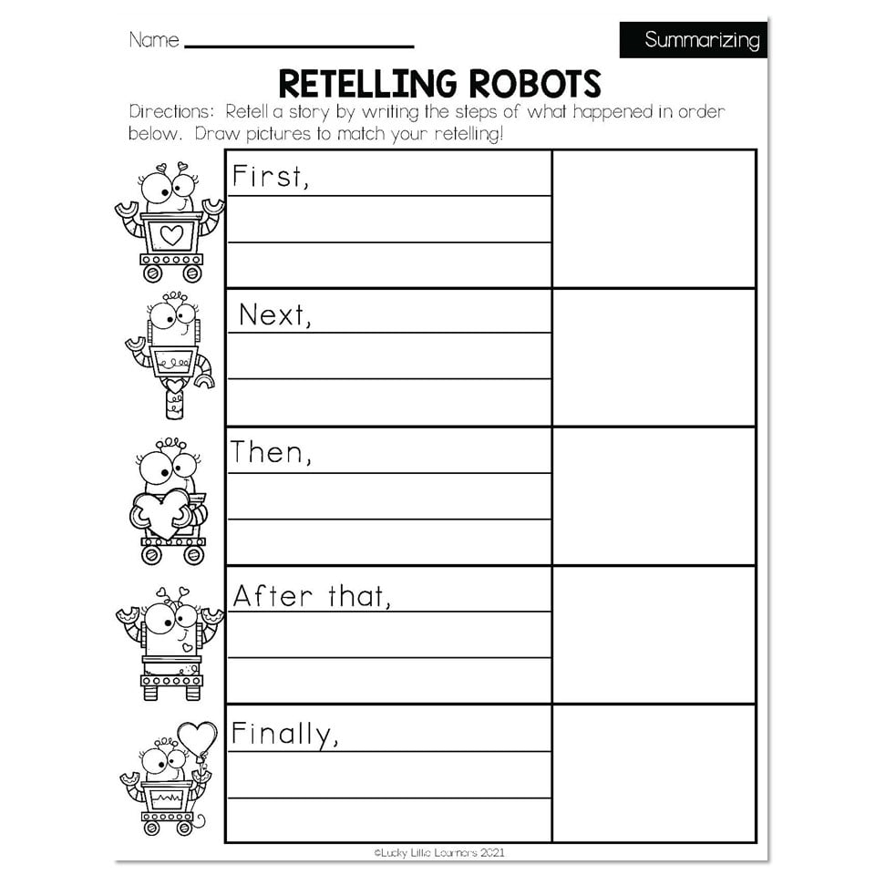 Winter Early Finishers 2nd Grade ELA Summarizing Retelling Robots Lucky Little Learners Winter Early Finishers 2nd Grade ELA Summarizing Retelling Robots Lucky Little Learners