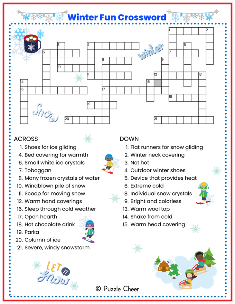 printable crossword puzzles winter