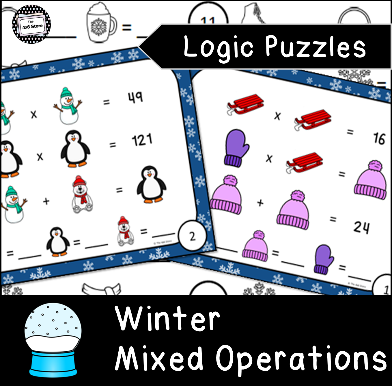 Winter Mixed Operations Logic Puzzles The 4x6 Store