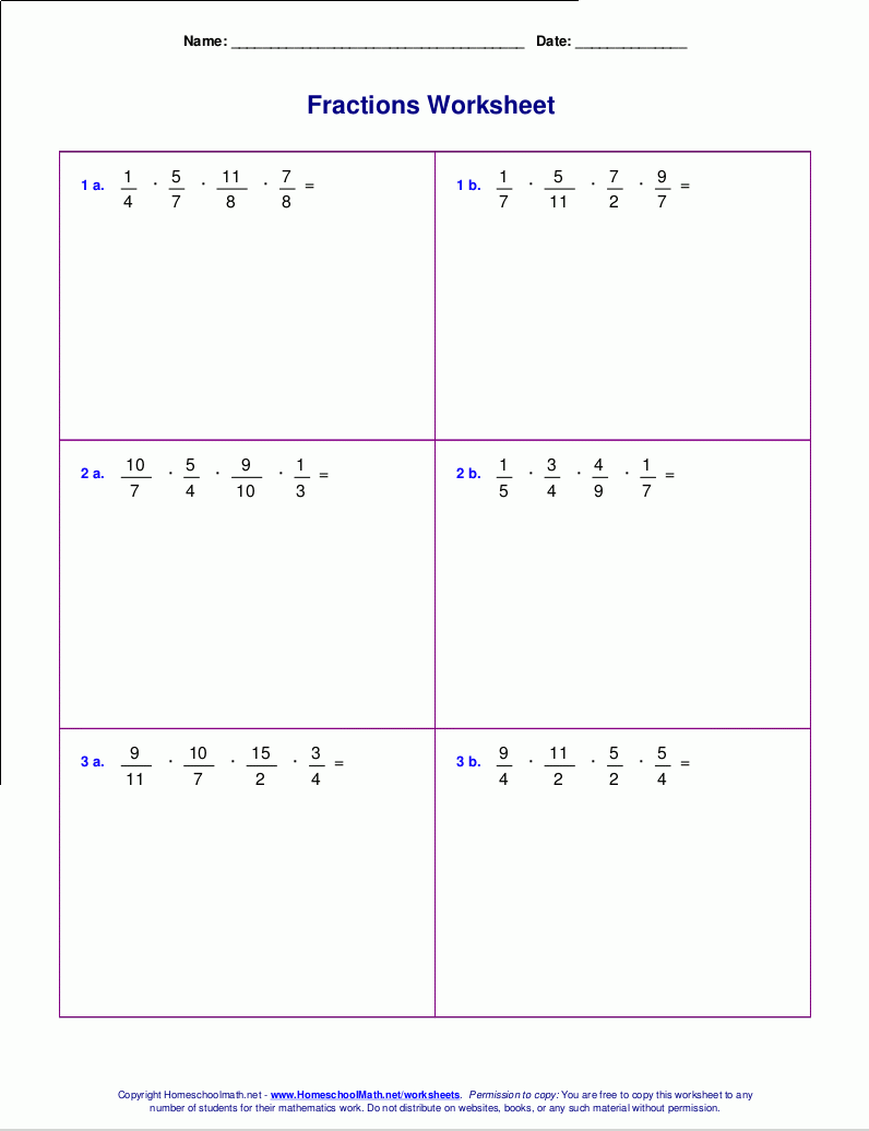 Worksheets For Fraction Multiplication