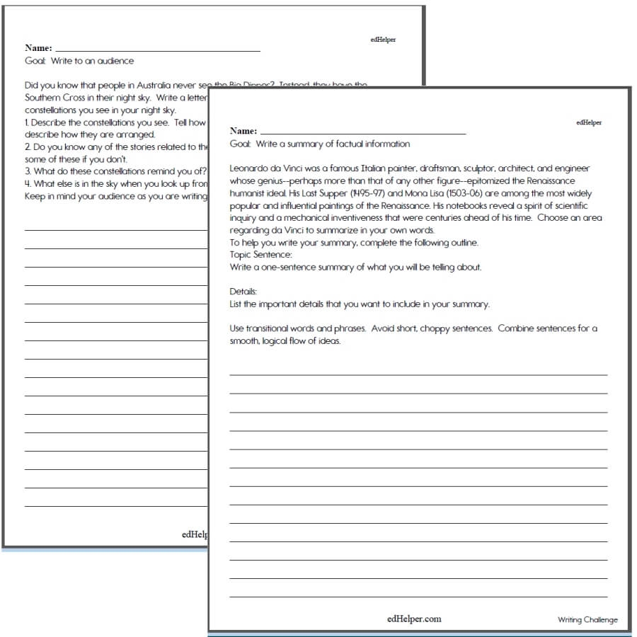 5th grade writing worksheets