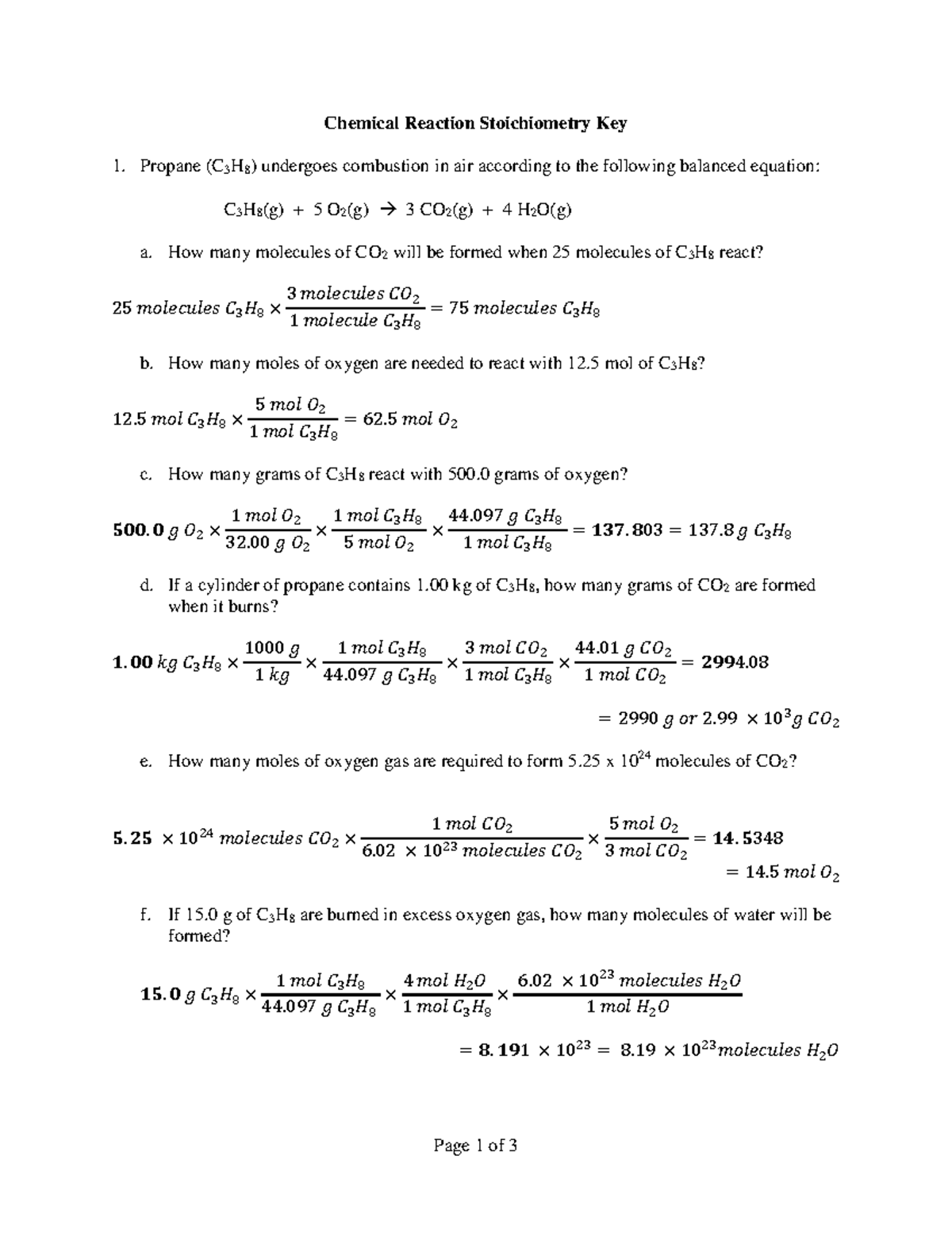 141 Chem Stoichiometry Worksheet Key Solutions And Examples Studocu