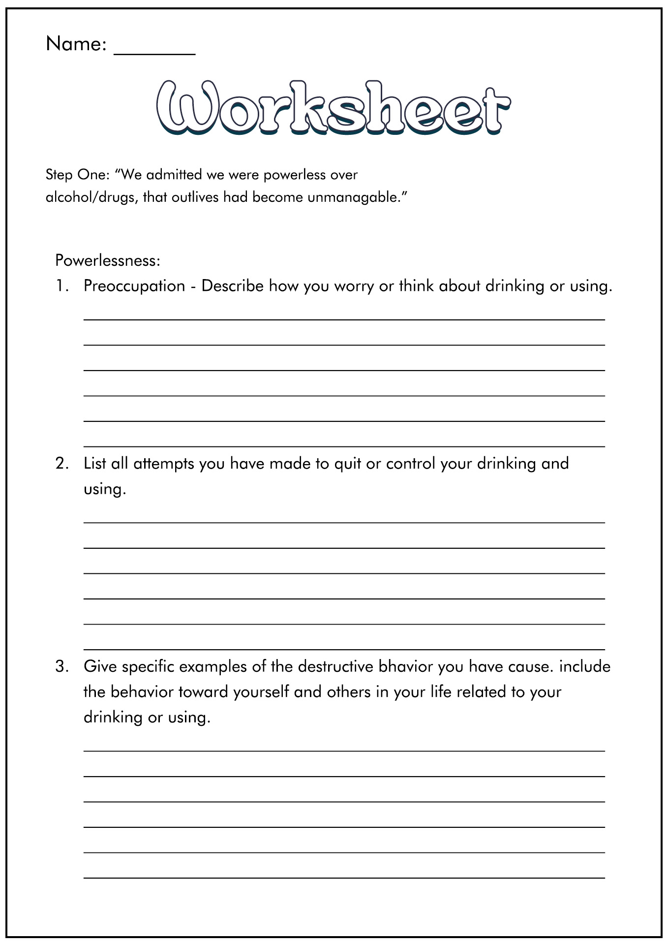 15 12 Step Recovery Worksheets Free PDF At Worksheeto Worksheets Library 15 12 Step Recovery Worksheets Free PDF At Worksheeto Worksheets Library