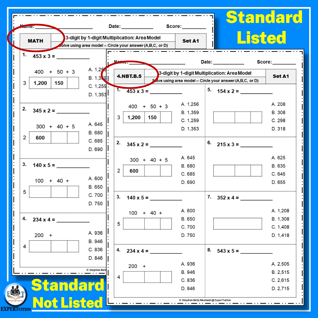 3 Digit By 1 Digit Area Model Multiplication Worksheets ExperTuition 3 Digit By 1 Digit Area Model Multiplication Worksheets ExperTuition
