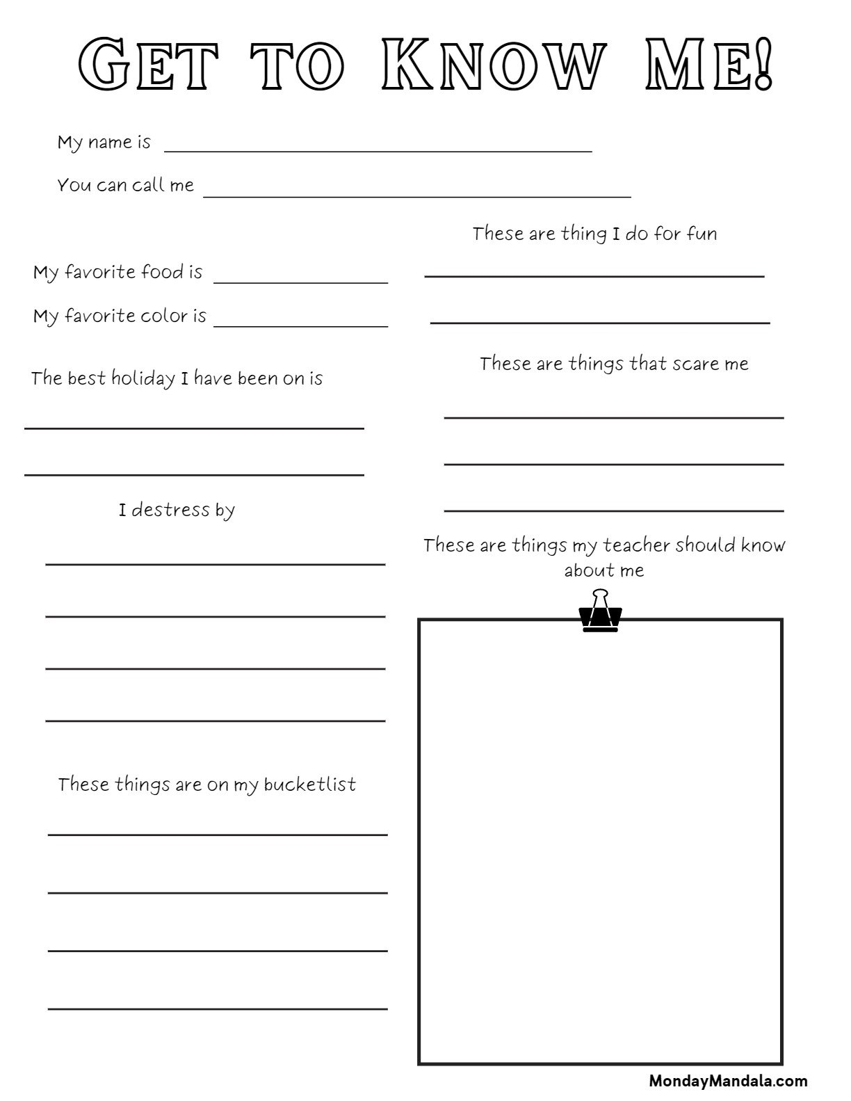 30 All About Me Worksheets Free PDF Printables 