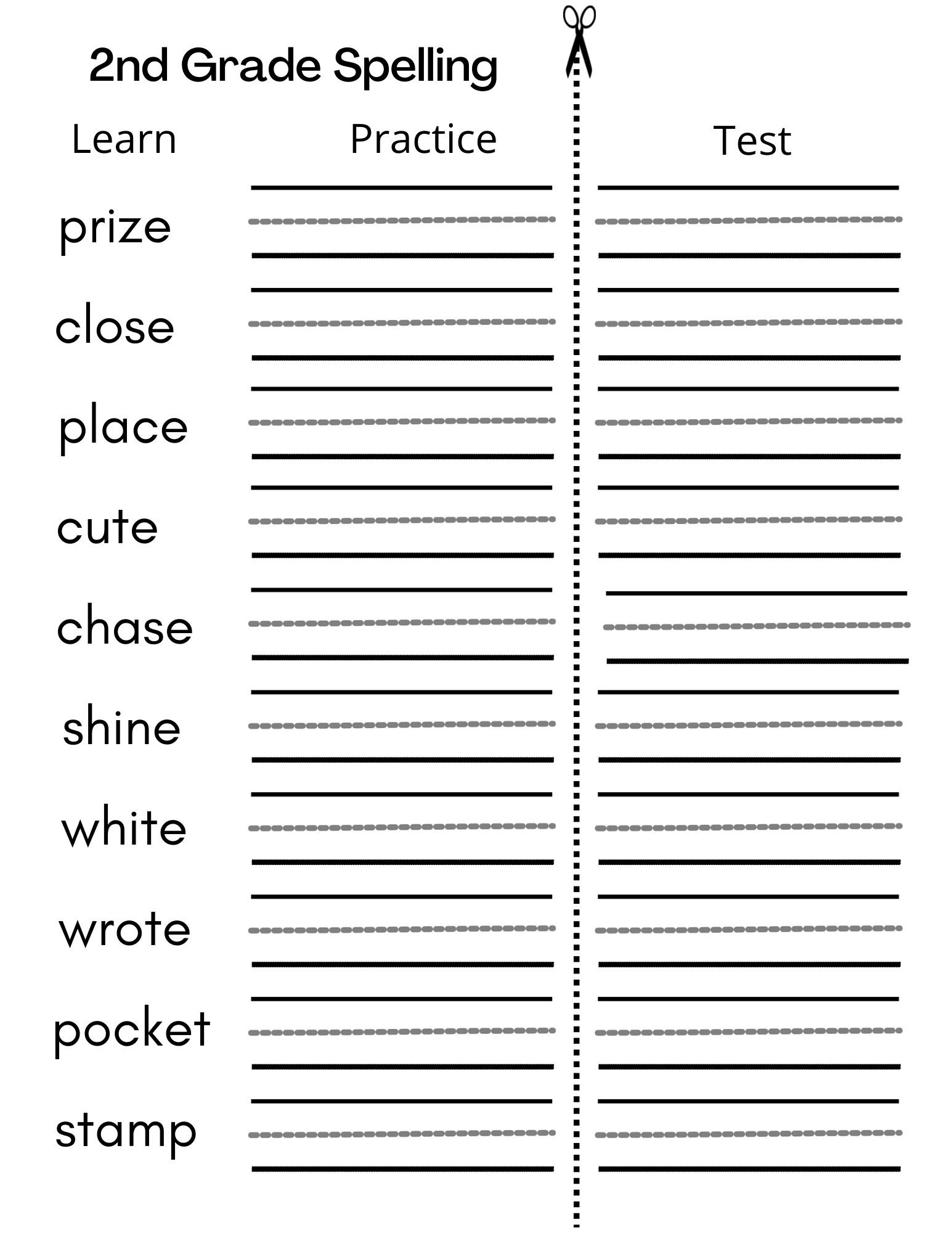 8 Printable Second Grade Writing Spelling Worksheets Spelling Test Etsy
