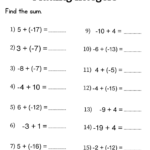 Adding Integers Worksheet Grade 6 Or 7 Addition Of Integers Worksheet Made By Teachers