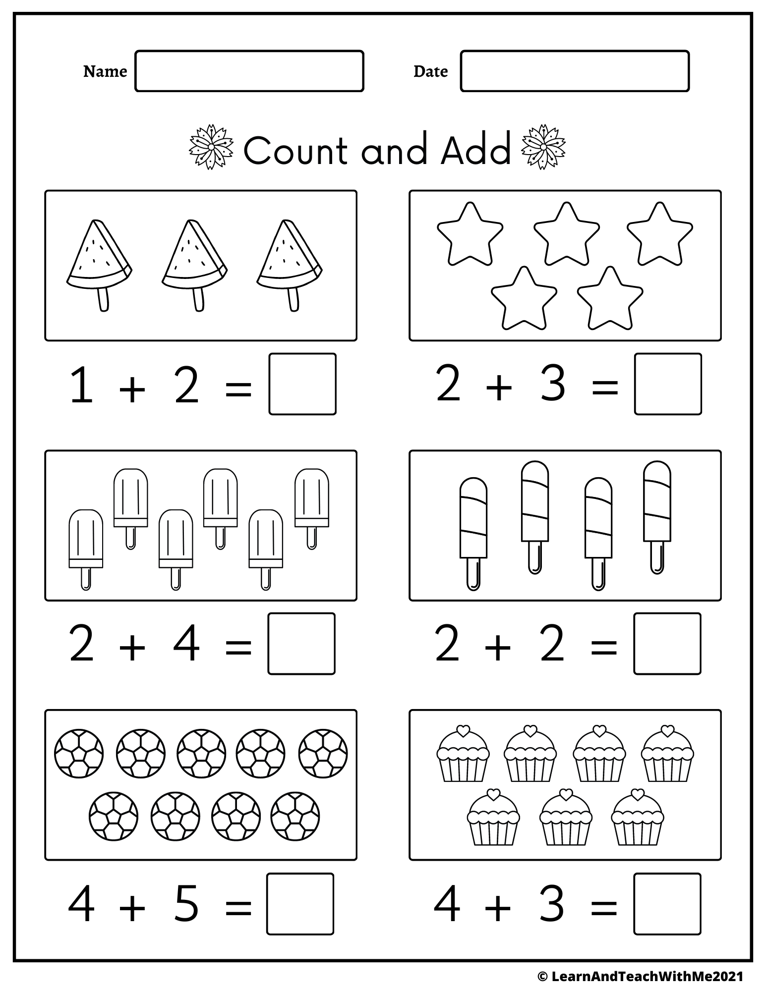 adding kindergarten worksheets