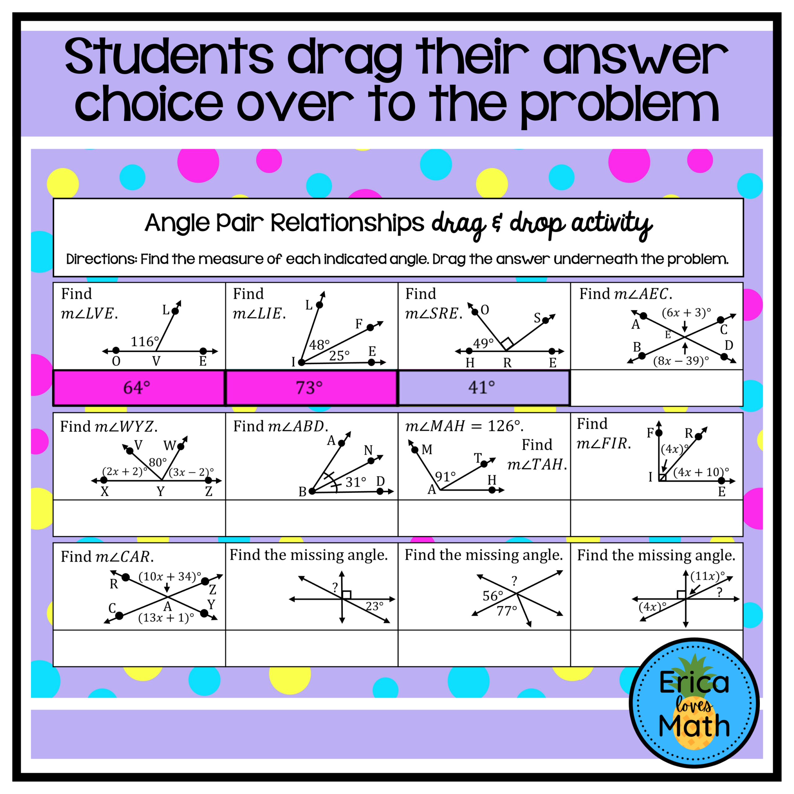 Angle Pair Relationships Digital Drag Drop Activity Made By Teachers