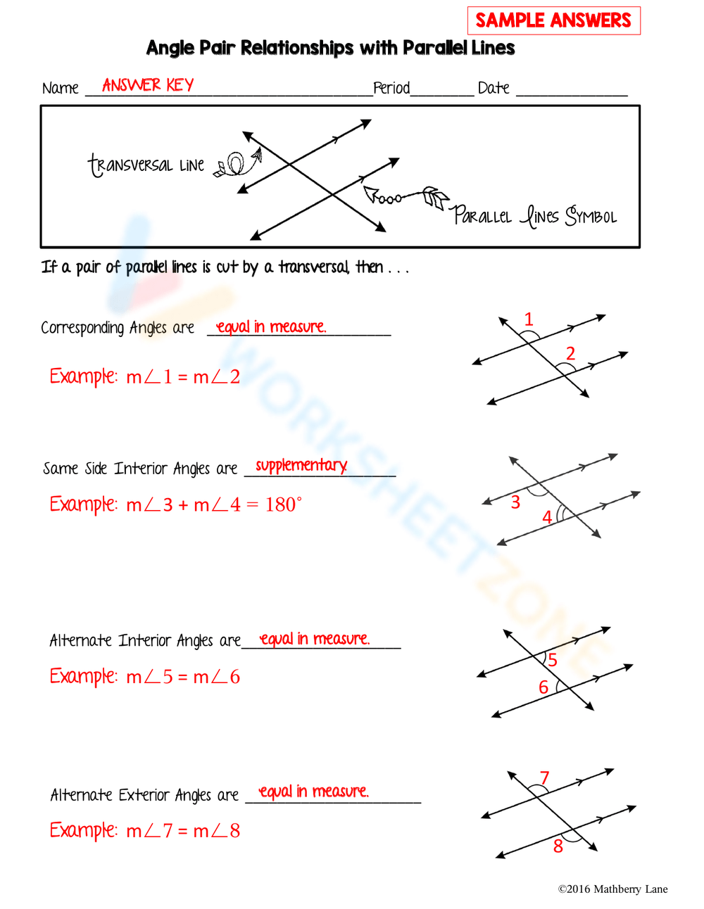 angle relationships worksheet