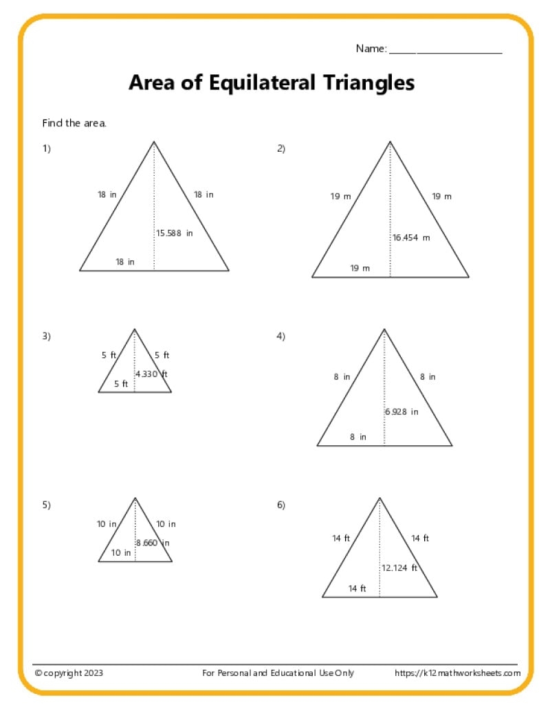 Area And Perimeter Of Triangles K12 Math Worksheets Area And Perimeter Of Triangles K12 Math Worksheets