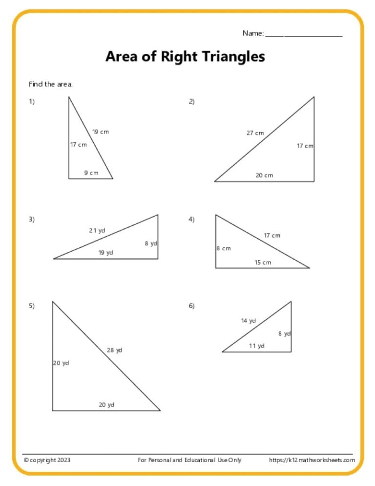Area And Perimeter Of Triangles K12 Math Worksheets