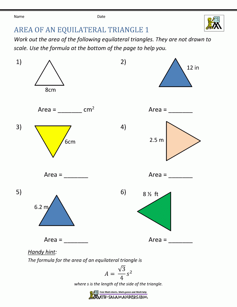 Area Of Equilateral Triangle