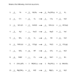 Balancing Chemical Equations Worksheet