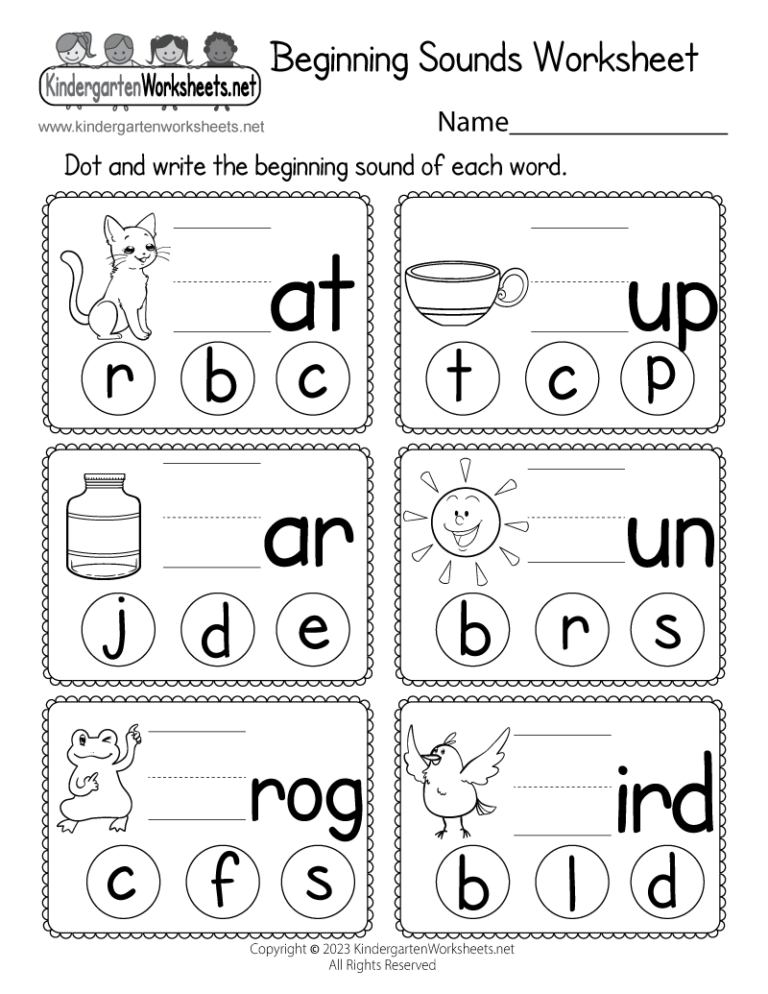 Beginning Sounds Worksheet Free Printable Digital PDF