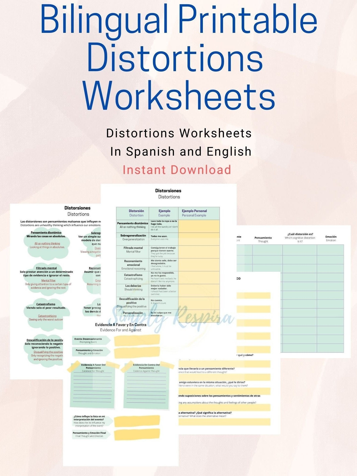 Bilingual Cognitive Distortions Worksheet DBT CBT Worksheets Self help Spanish english Worksheets Spanish Dbt cbt Worksheets Etsy Bilingual Cognitive Distortions Worksheet DBT CBT Worksheets Self help Spanish english Worksheets Spanish Dbt cbt Worksheets Etsy