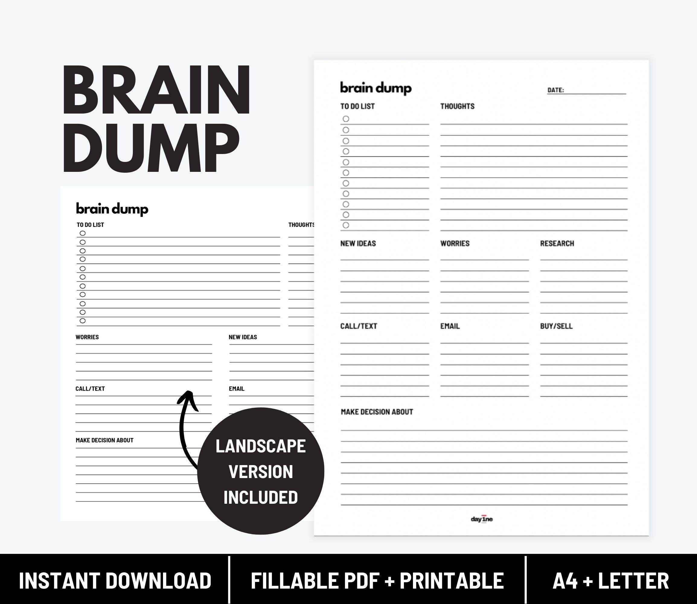 brain dump worksheet