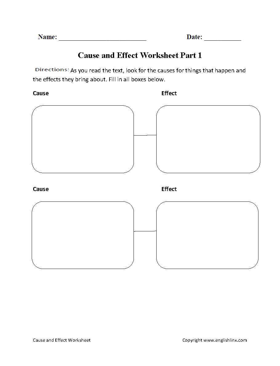 cause and effect worksheets cause and effect worksheets