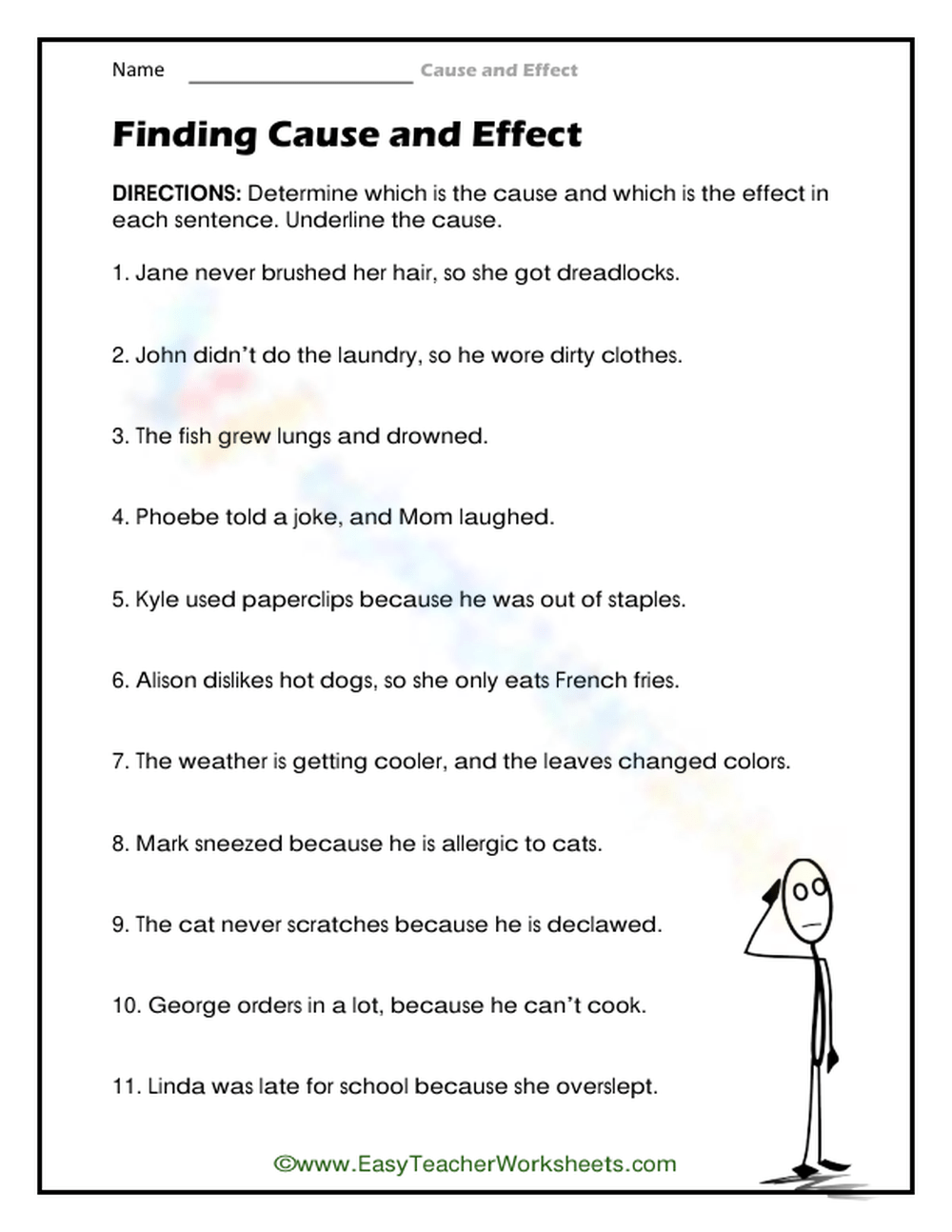 Cause And Effect Worksheets Cause And Effect Worksheets