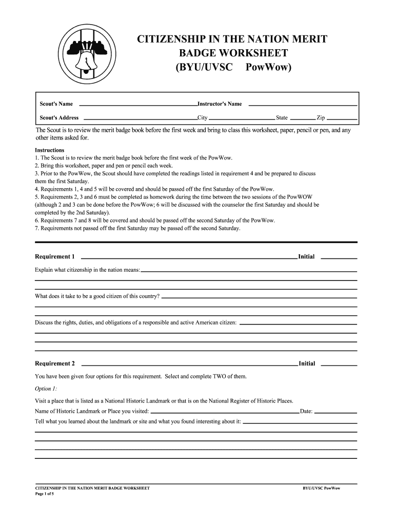 Citizenship In Society Merit Badge Worksheet Fill Out Sign Online DocHub