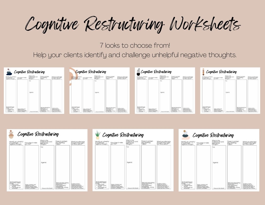 Cognitive Restructuring Therapy Worksheets Mental Health Printable Etsy Cognitive Restructuring Therapy Worksheets Mental Health Printable Etsy