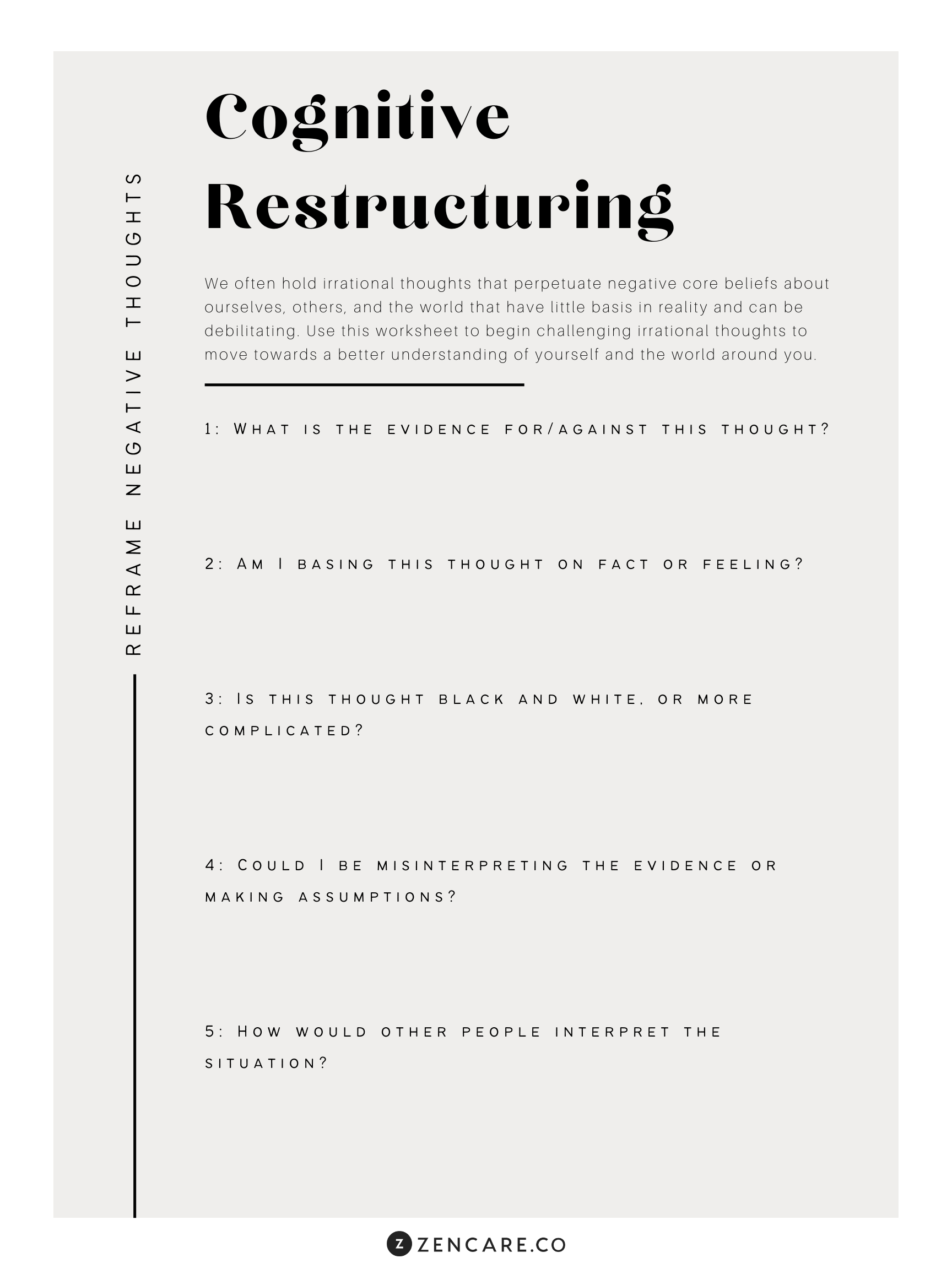 Cognitive Restructuring Worksheet Zencare Blog Cognitive Restructuring Worksheet Zencare Blog