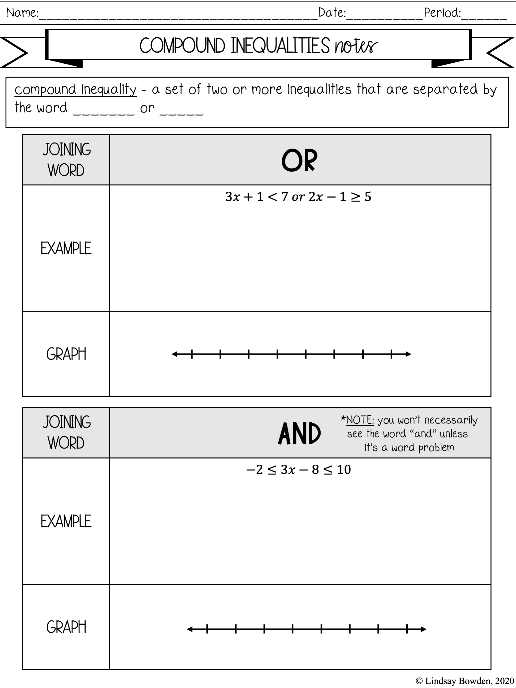 compound inequalities worksheet
