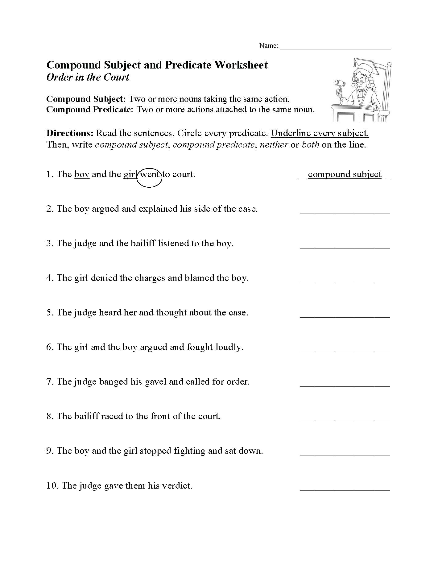 subject predicate worksheet subject predicate worksheet