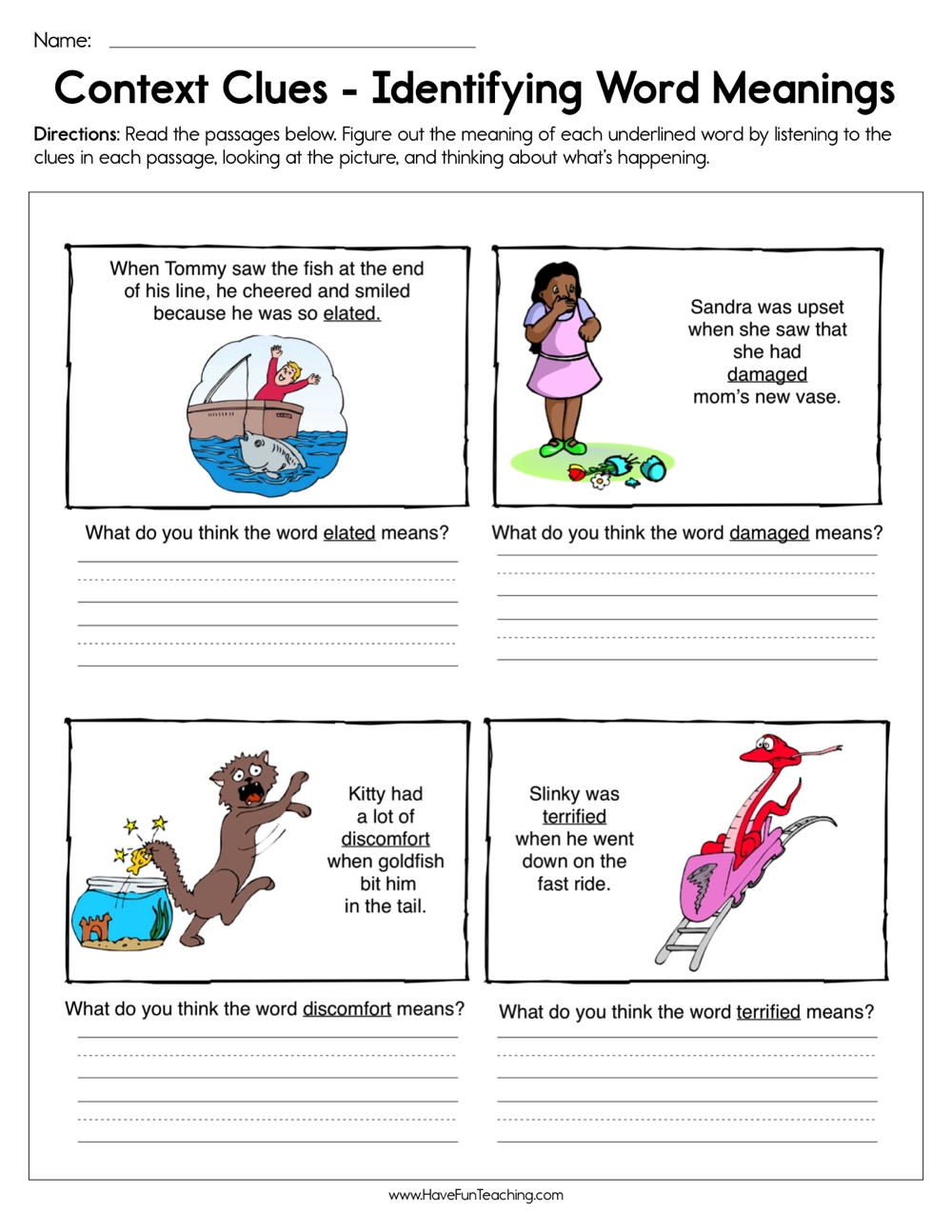 context clues worksheet context clues worksheet