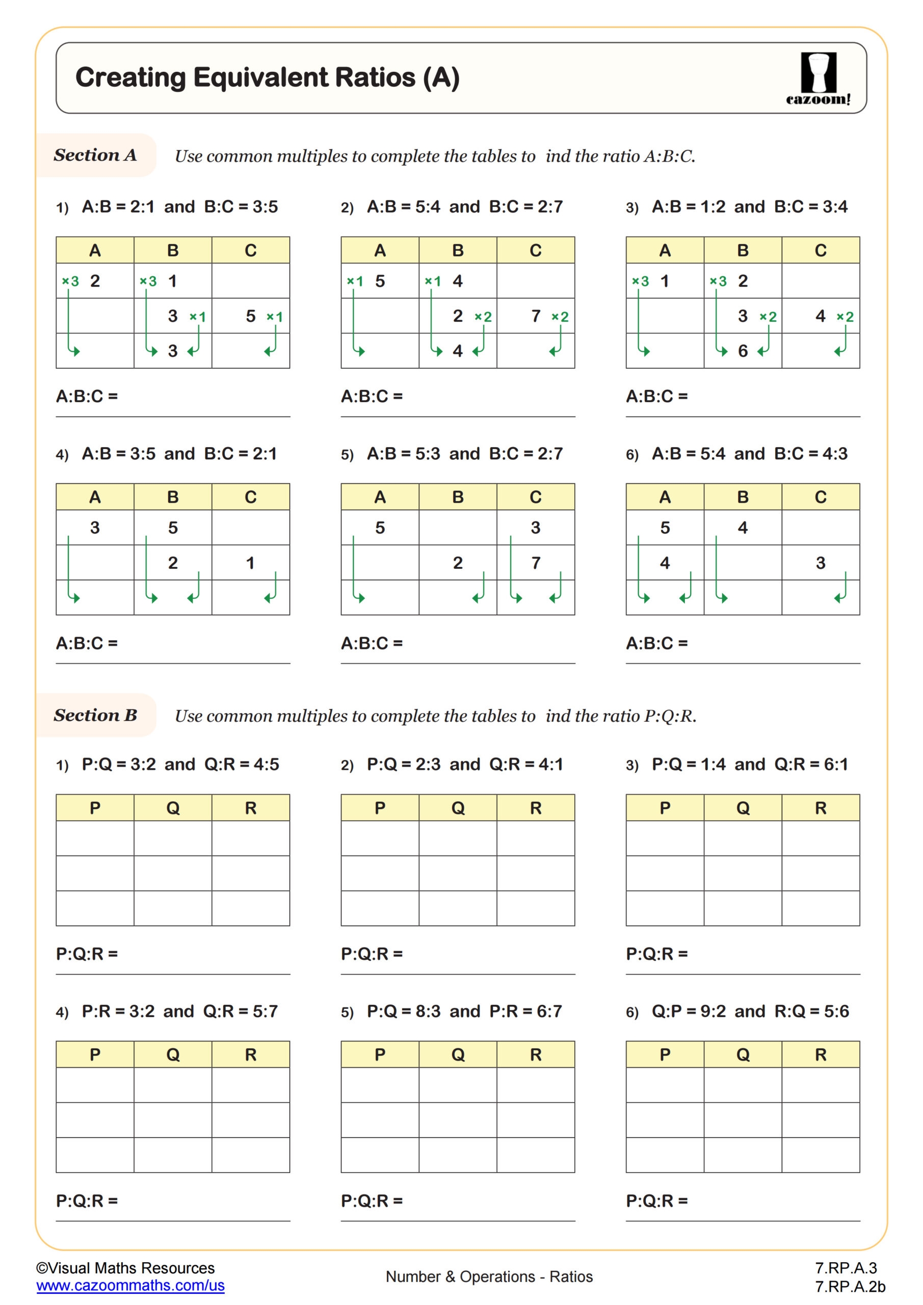 Creating Equivalent Ratios A Worksheet Fun And Engaging 7th Grade PDF Worksheets Cazoom Math