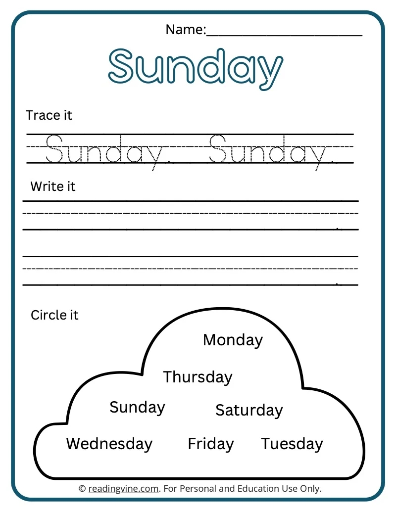 Days Of The Week Worksheets Free Printable Activities