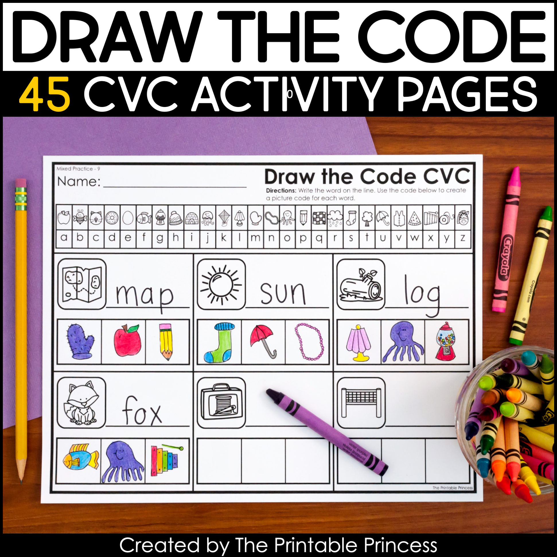 Draw The Secret Code CVC Writing Worksheets The Printable Princess