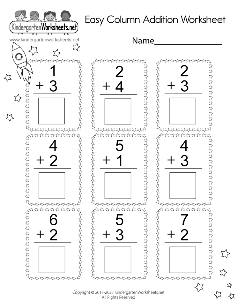 Easy Column Addition Worksheet Free Printable Digital PDF