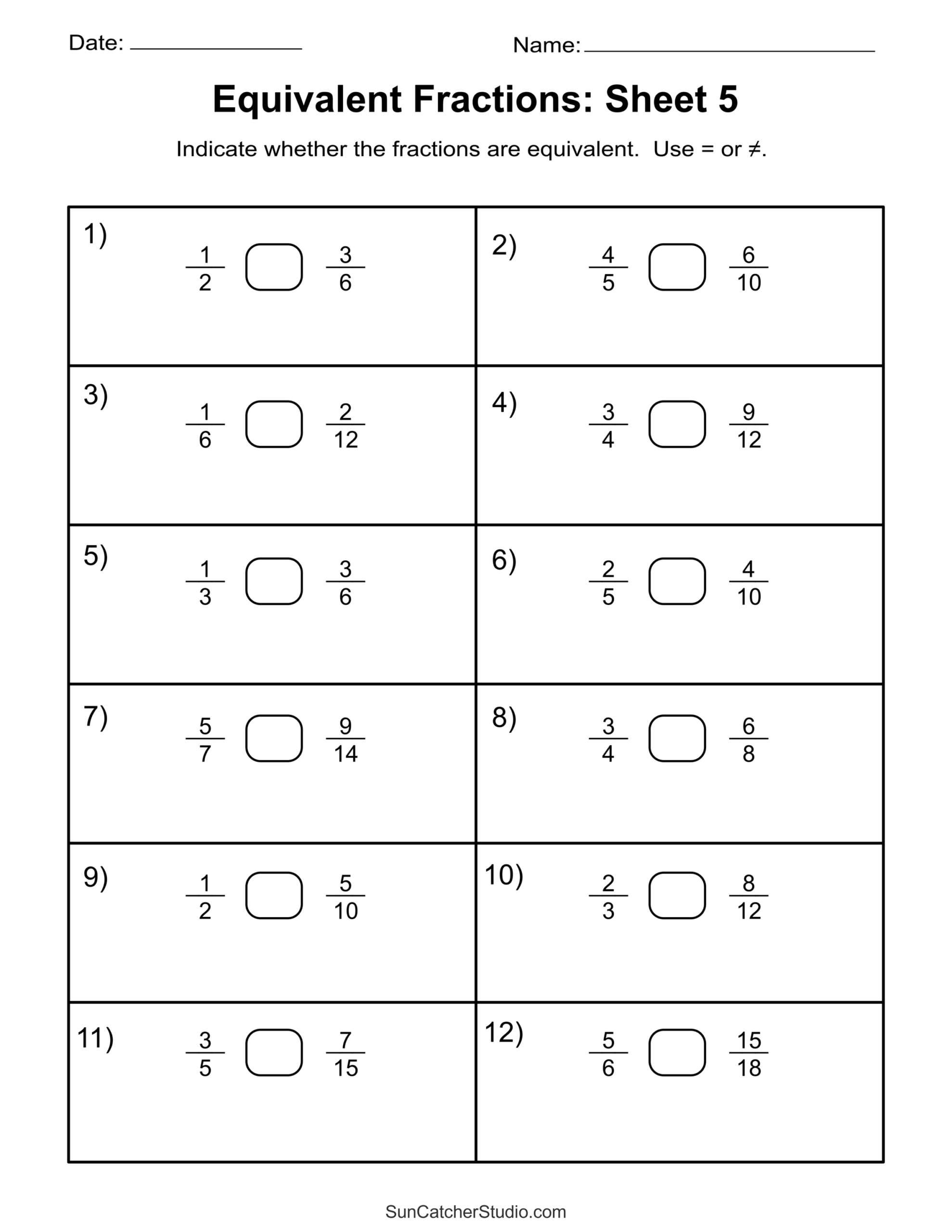 Equivalent Fractions Finding And Writing Equal Fractions Free Printables Lettering SVG Files Tools Apps