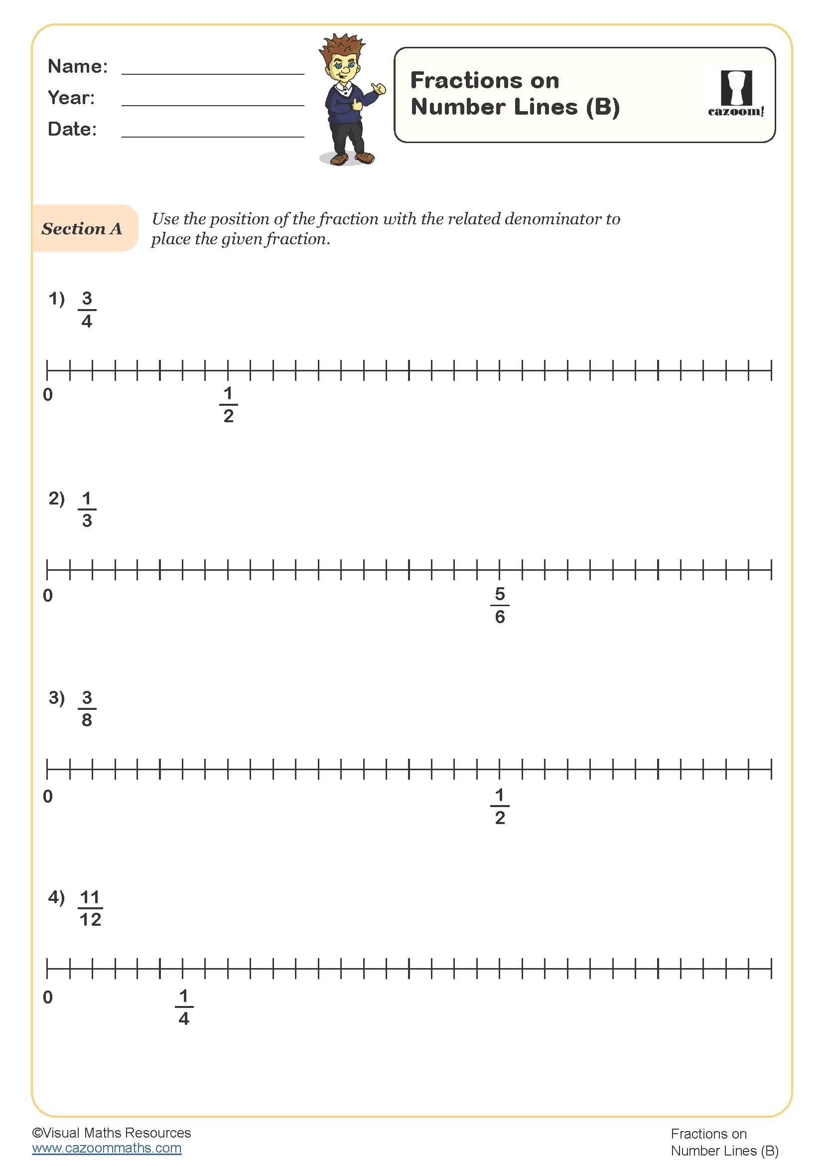 fractions on a number line worksheet
