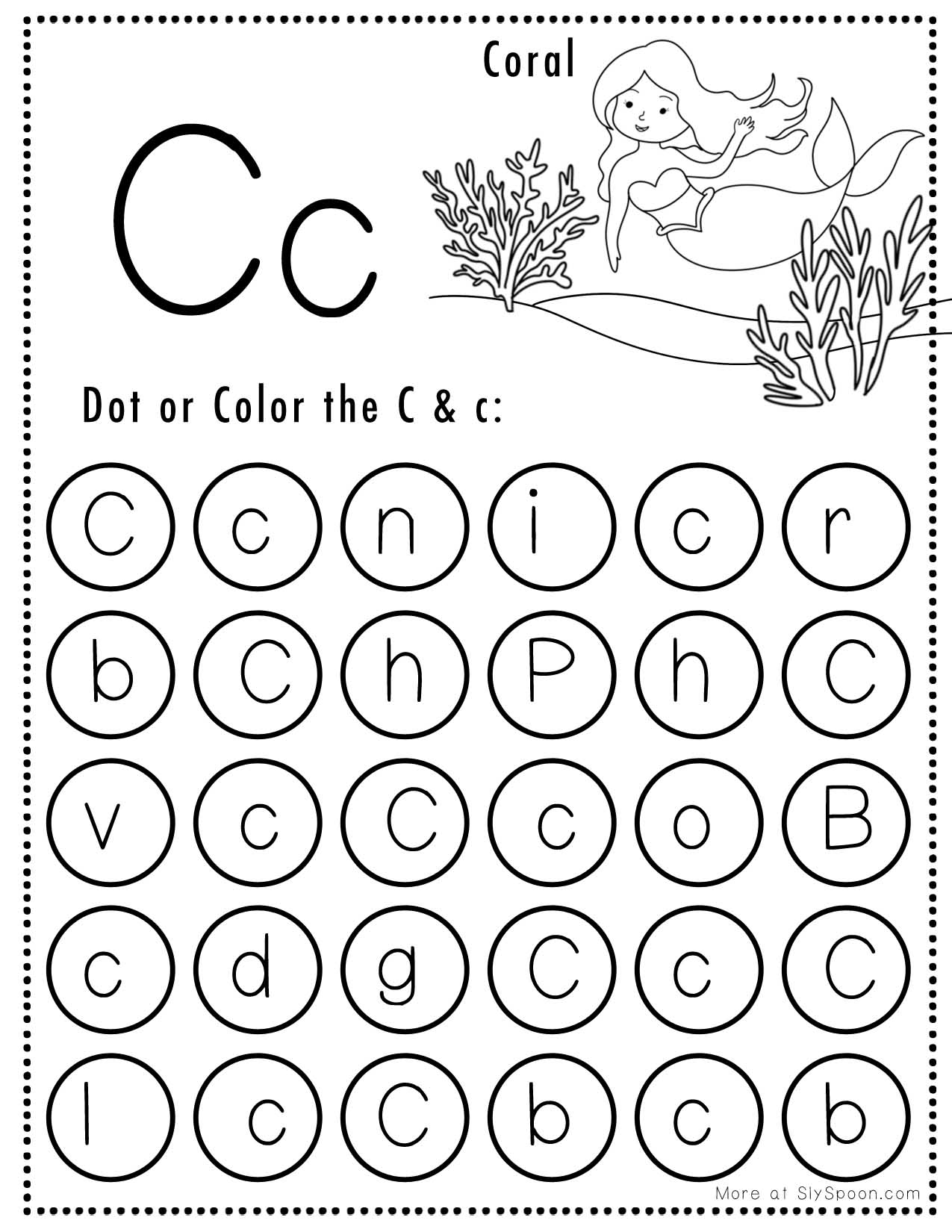 Free Alphabet Do A Dot Printables Worksheets Letter C Mermaid Themed Sly Spoon Free Alphabet Do A Dot Printables Worksheets Letter C Mermaid Themed Sly Spoon