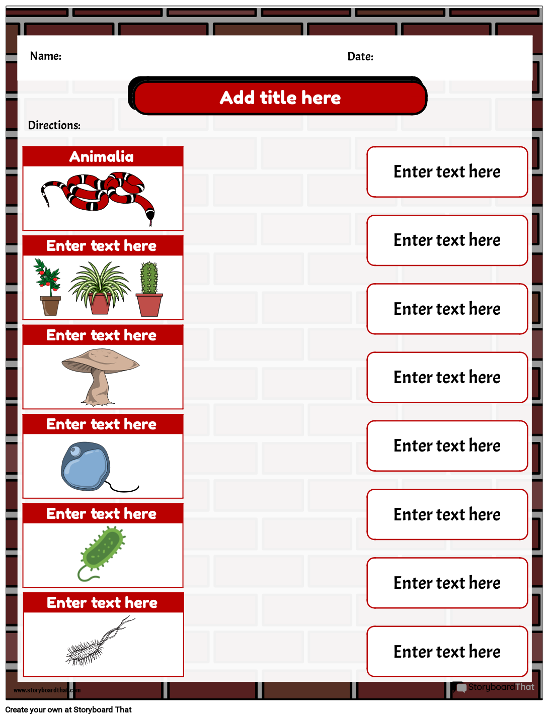 Free Biological Classification Worksheets By Storyboard That