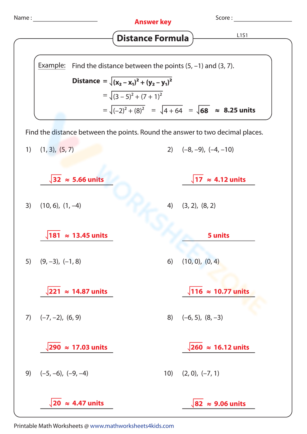 Free Distance Formula Worksheet 1 Download Free Distance Formula Worksheet 1 Png Images Free Worksheets On Clipart Library