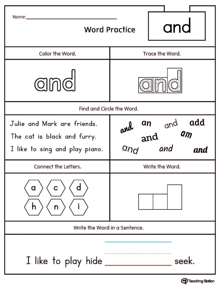 FREE High Frequency Word AND Printable Worksheet MyTeachingStation
