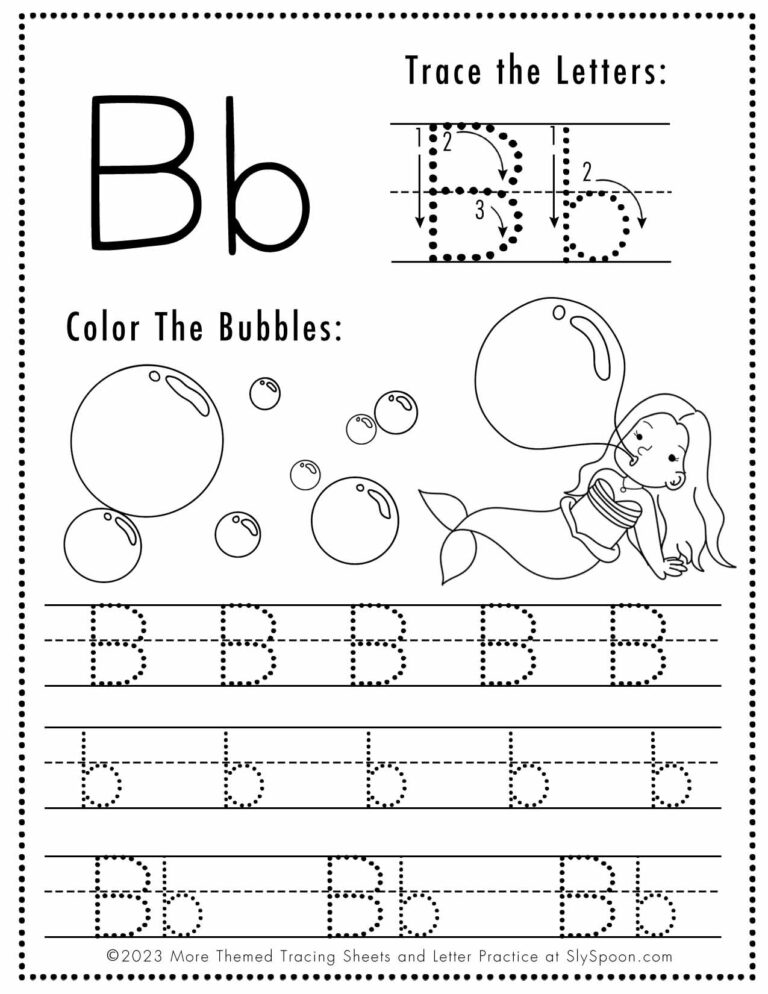Free Letter B Tracing Worksheets Sly Spoon