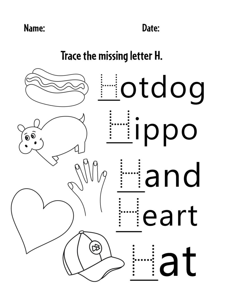letter h worksheets