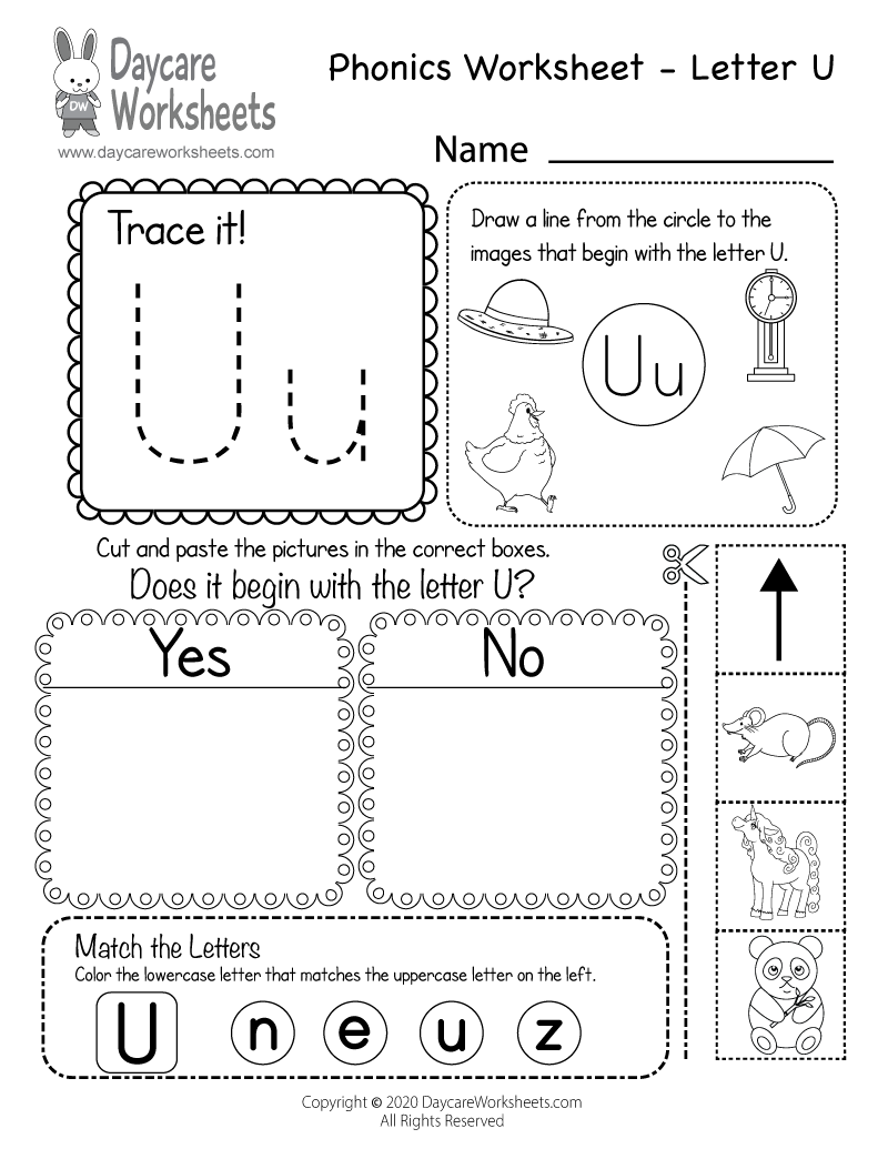 letter u worksheets