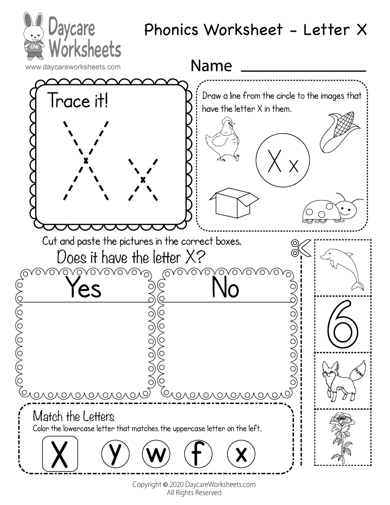 letter x worksheets