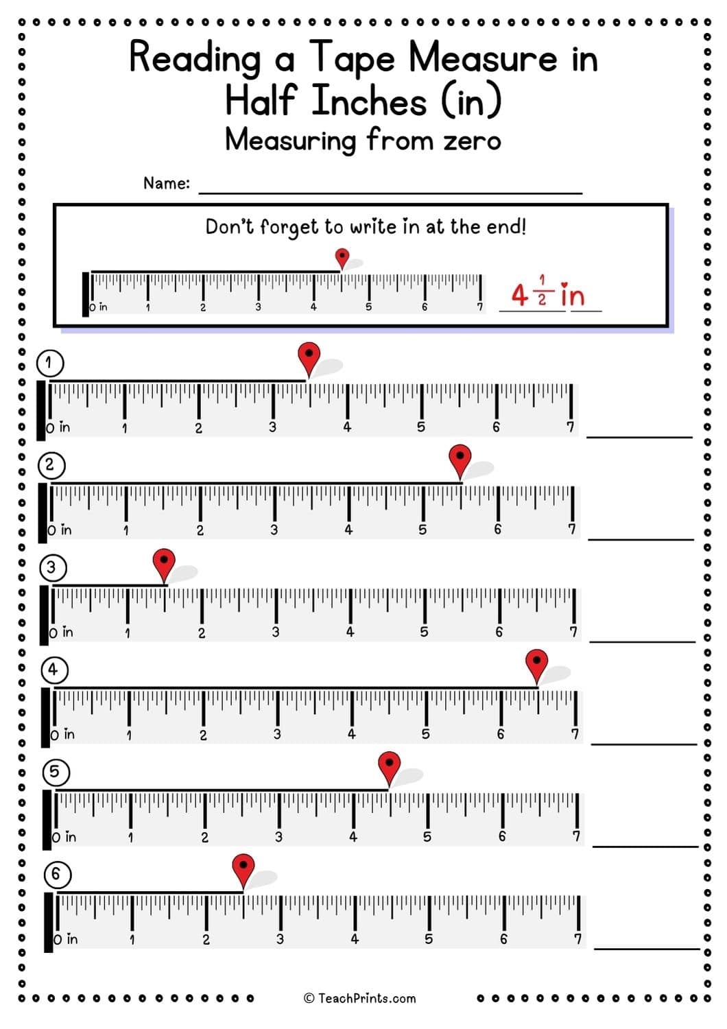 Free Measuring Tape Worksheets Teach Prints