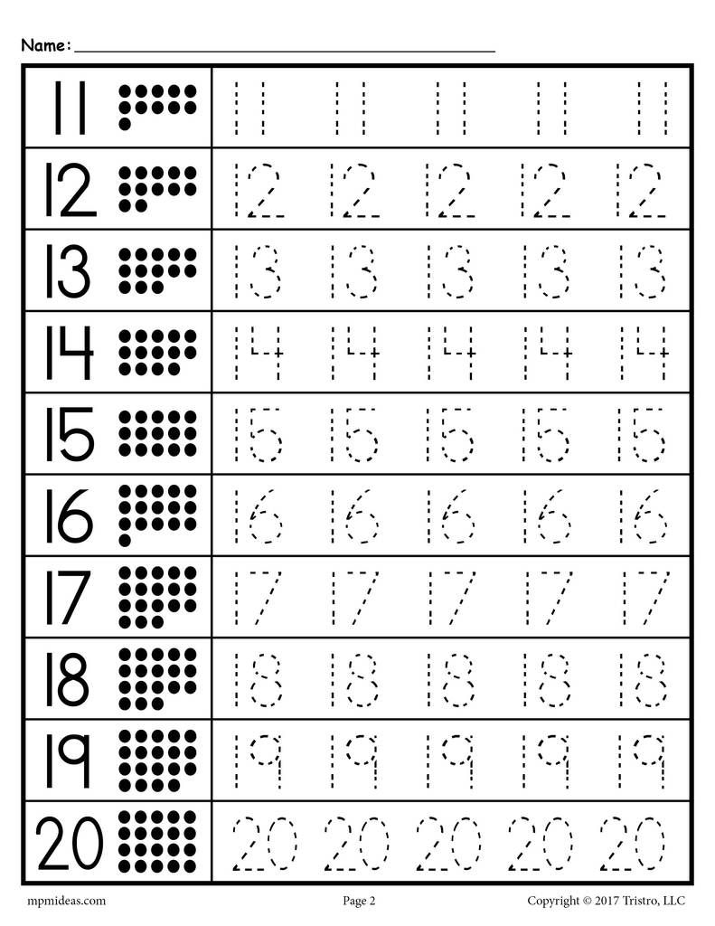 number tracing worksheets