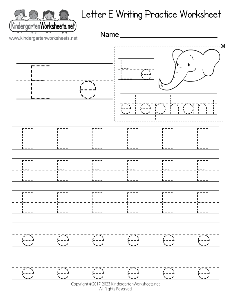 letter e worksheets